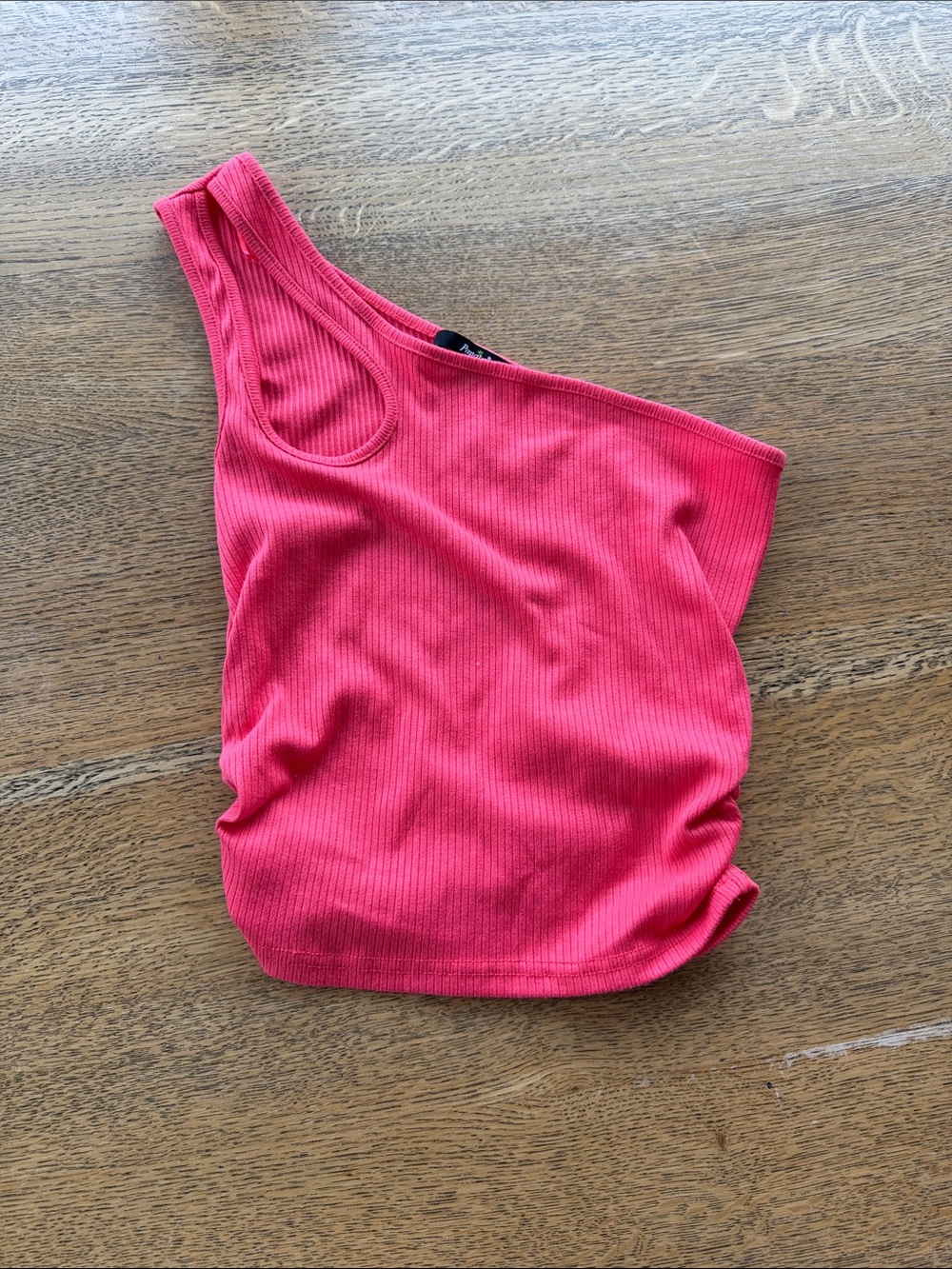 Papaya One-Shoulder Ribbed Tank Top -